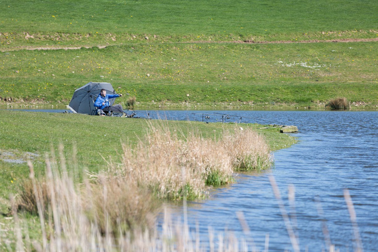 Fishing beside the lake at Cockerham Quarry